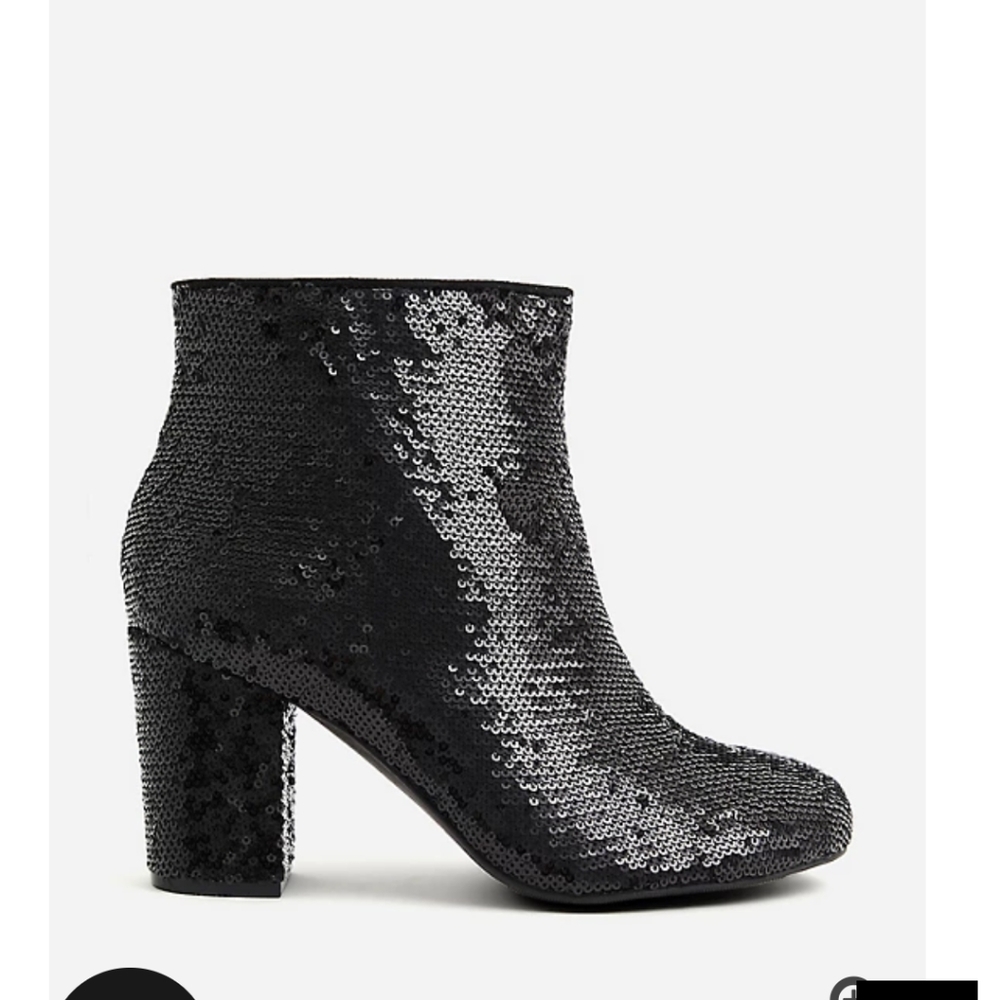 🆕 8WW BETSEY JOHNSON BLACK SEQUIN BLOCK HEEL BOOTIE
